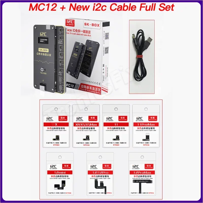 I2c SK-BOX Dot Matrix Niet-Demontage Activator Mc12 Voor Iphone X -14 Pro Max Dot Matrix Kabel Reparatie Face Id Flex Tools