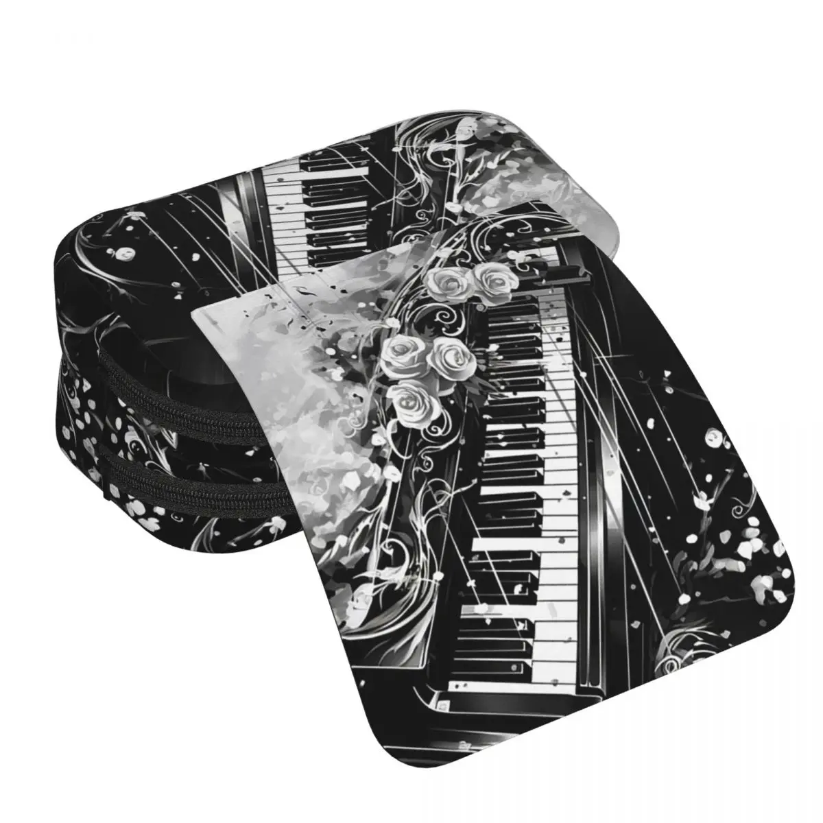 Abstract Piano Keys With Musical Notes Pencil Case for Kids School Pen Box Pencil Bag Stationery Supplies Pen Holder Bag