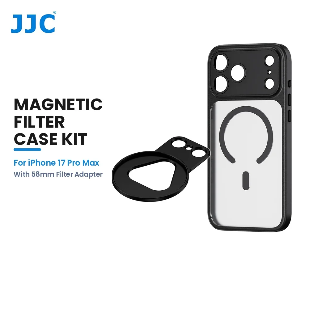 JJC MTF Magnetisches Filtergehäuse-Set für iPhone 17 18 Pro Max mit 58-mm-Filterhalterungsadapter aus TPU- und PC-Material für CPL, UV, ND und Black Mist