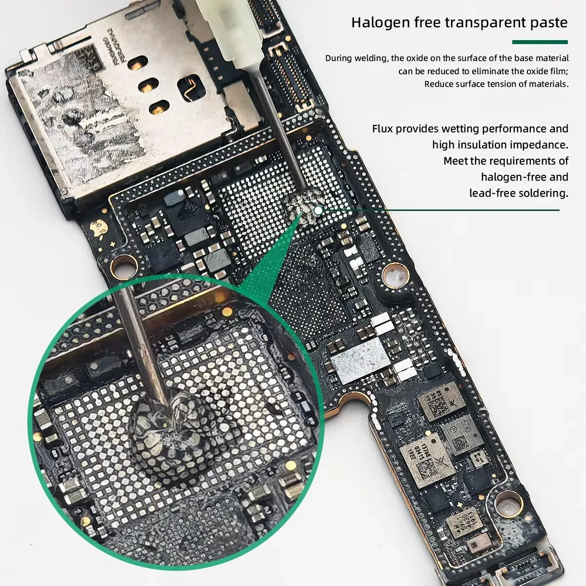 10cc لحام الجريان خالية من الهالوجين معجون شفاف إبرة أنبوب نوع الجريان لصيانة وحدة المعالجة المركزية/رقاقة ديسولديرينغ/طلاء القصدير بغا