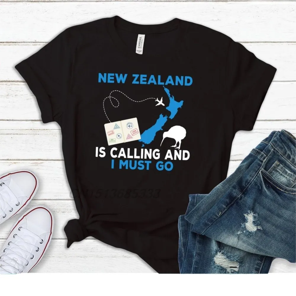 New Zealand Is Calling Women Printed T-shirts Custom Your Design Retro Cotton Tops Women Great Nails Artist T Shirts Oversized