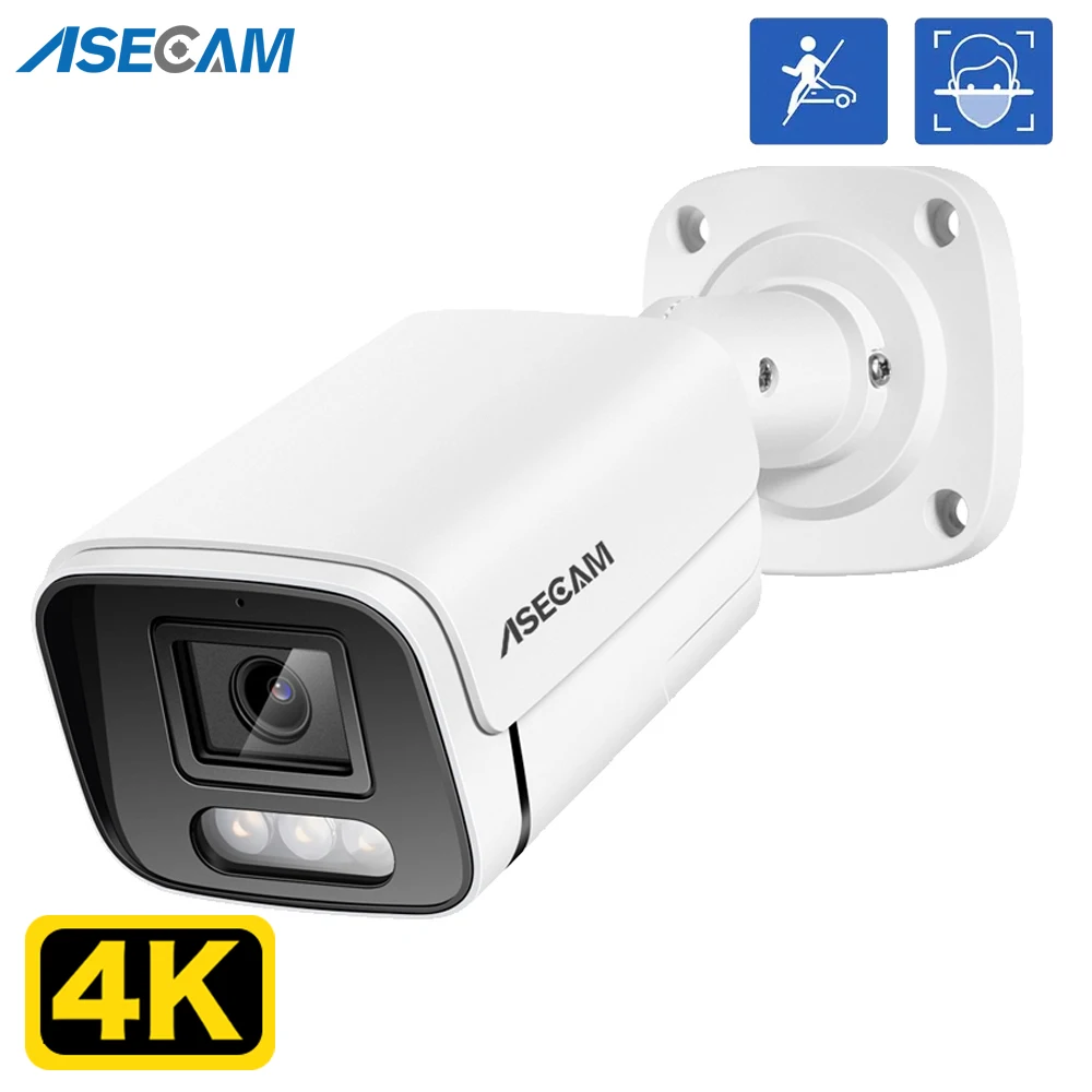 8MP 4K IP 카메라 야외 Ai 얼굴 감지 H.265 Onvif 불렛 CCTV RTSP 색상 야간 시야 4MP POE 인간 음성 보안 카메라 