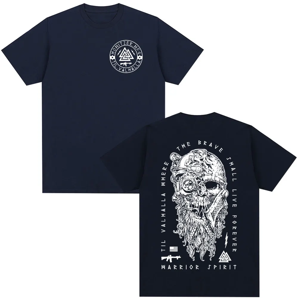 Til Valhalla Warrior Spirit Battleborn Military Grunt Tactics Skeleton T Shirts Men Women Clothing Gothic Short Sleeve T-shirts