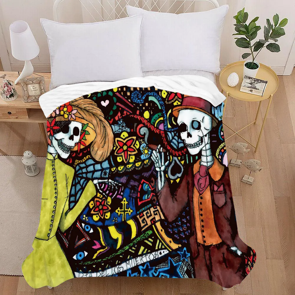 الهيكل العظمي زهرة سلسلة بطانية مطبوعة ل أريكة سرير السفر التخييم غرفة المعيشة مكتب تكييف بطانية لجميع المواسم الهدايا