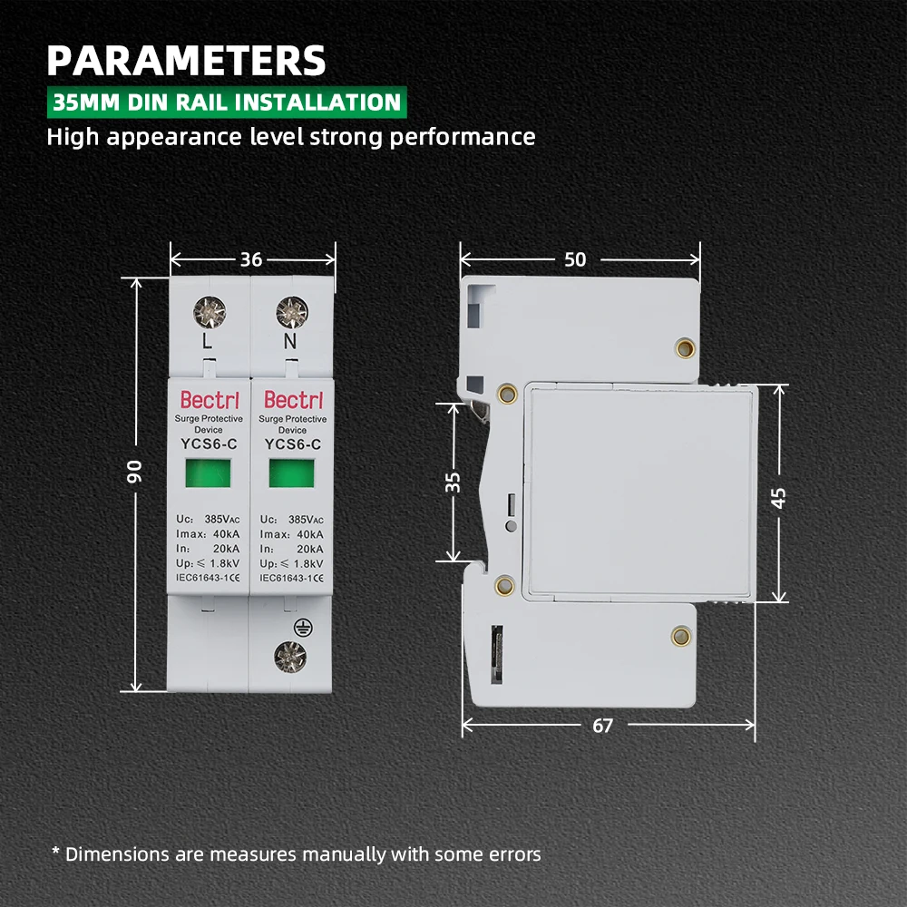 YCS6-C AC SPD 2P 20KA-40KA 385V House Surge Protector Protection Protective Low-voltage Arrester Device