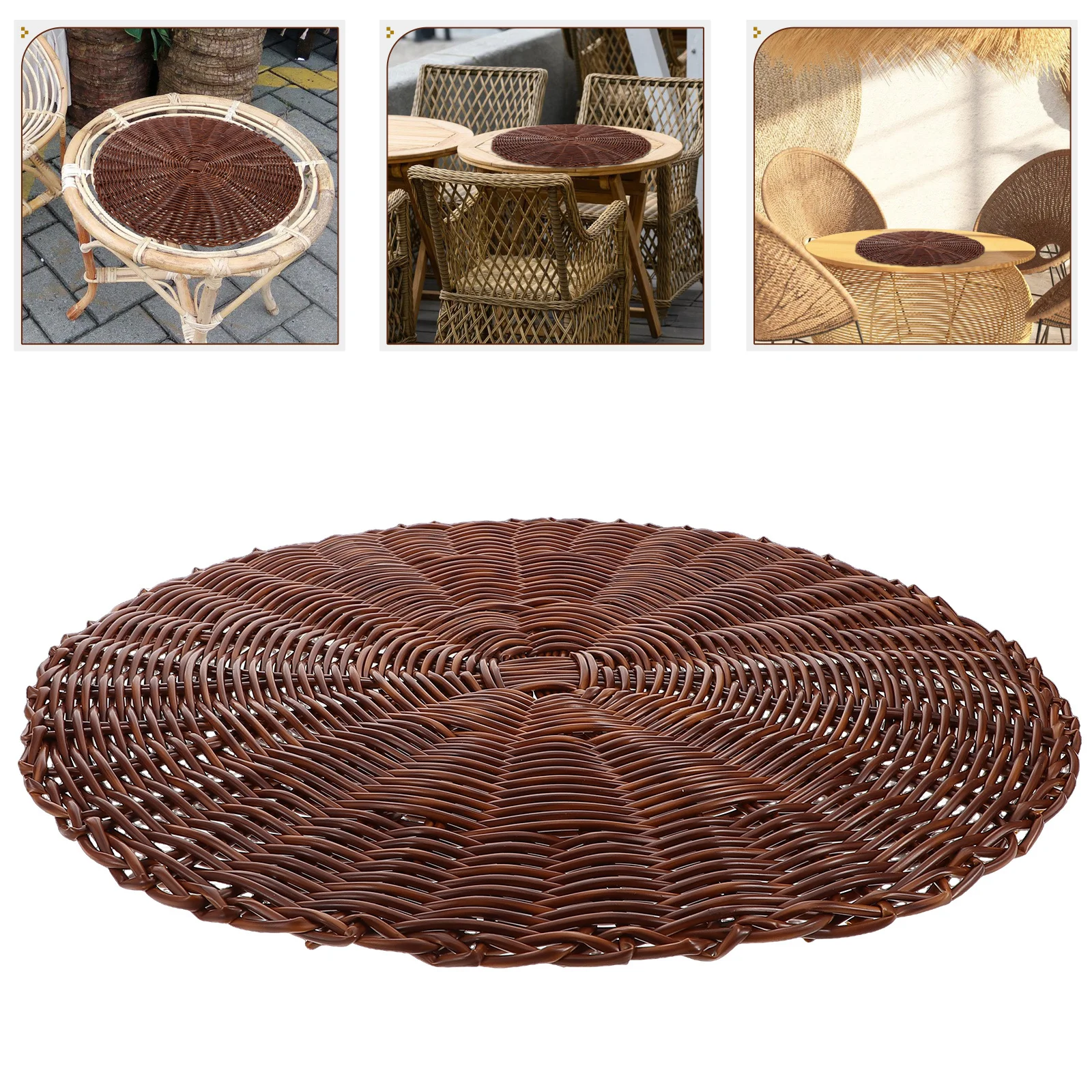 

Handmade Woven Round Chair Pad Breathable Imitation Rattan Seat Cushion For Indoor Outdoor Use Cooling Stool Cushion Patio