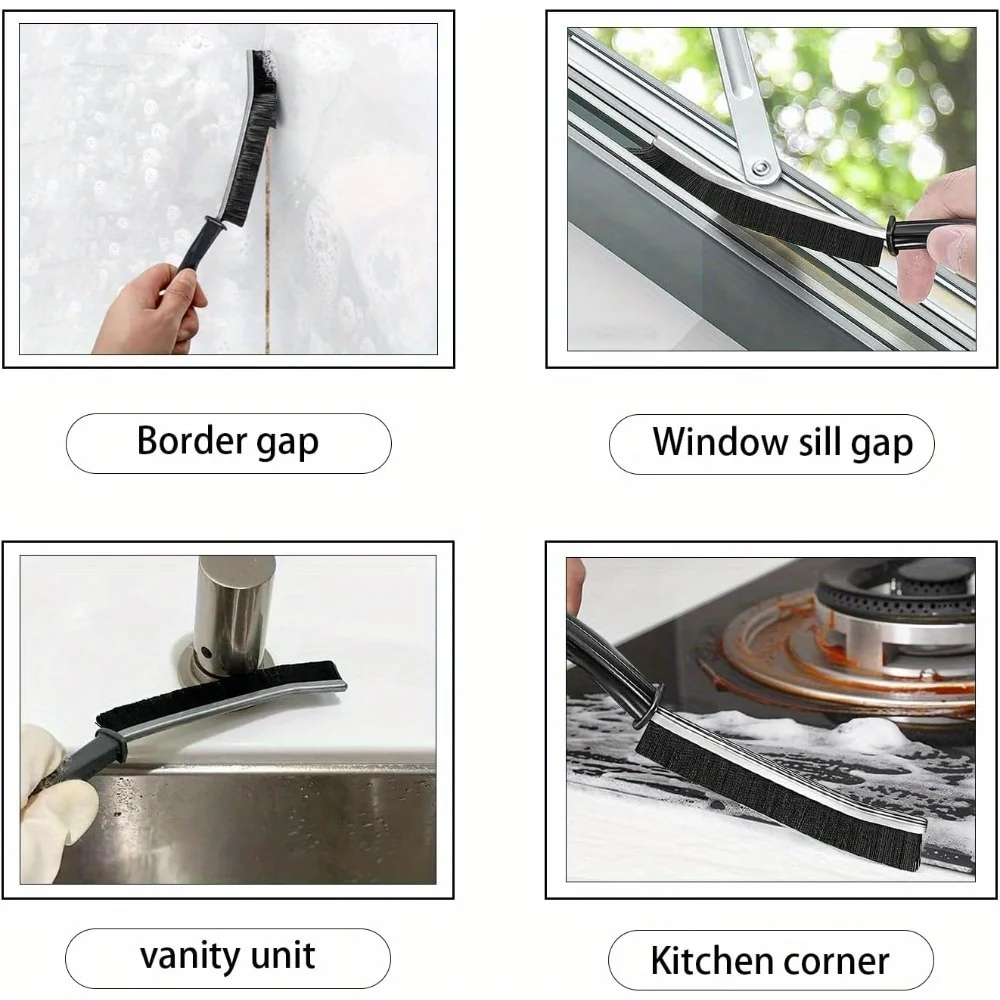 6-Piece Hard Bristle Crevice Cleaning Brush, Multifunctional Gap Cleaning Brush Tool for Small Spaces Cleaning, Thin Crevice Cle