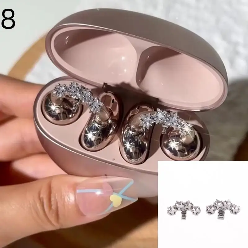 1Pair DIY Headphone Diameter Buckle Zircon Decorative Headphone Decoration Clip Removable Easy To Install Earbud Accessories
