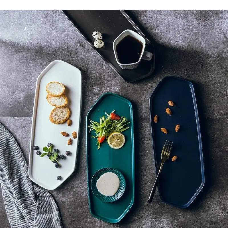 Irregular Ceramic Sushi Plate Solid Color Flat Dessert Plates Snack Restaurant Specialty Tableware