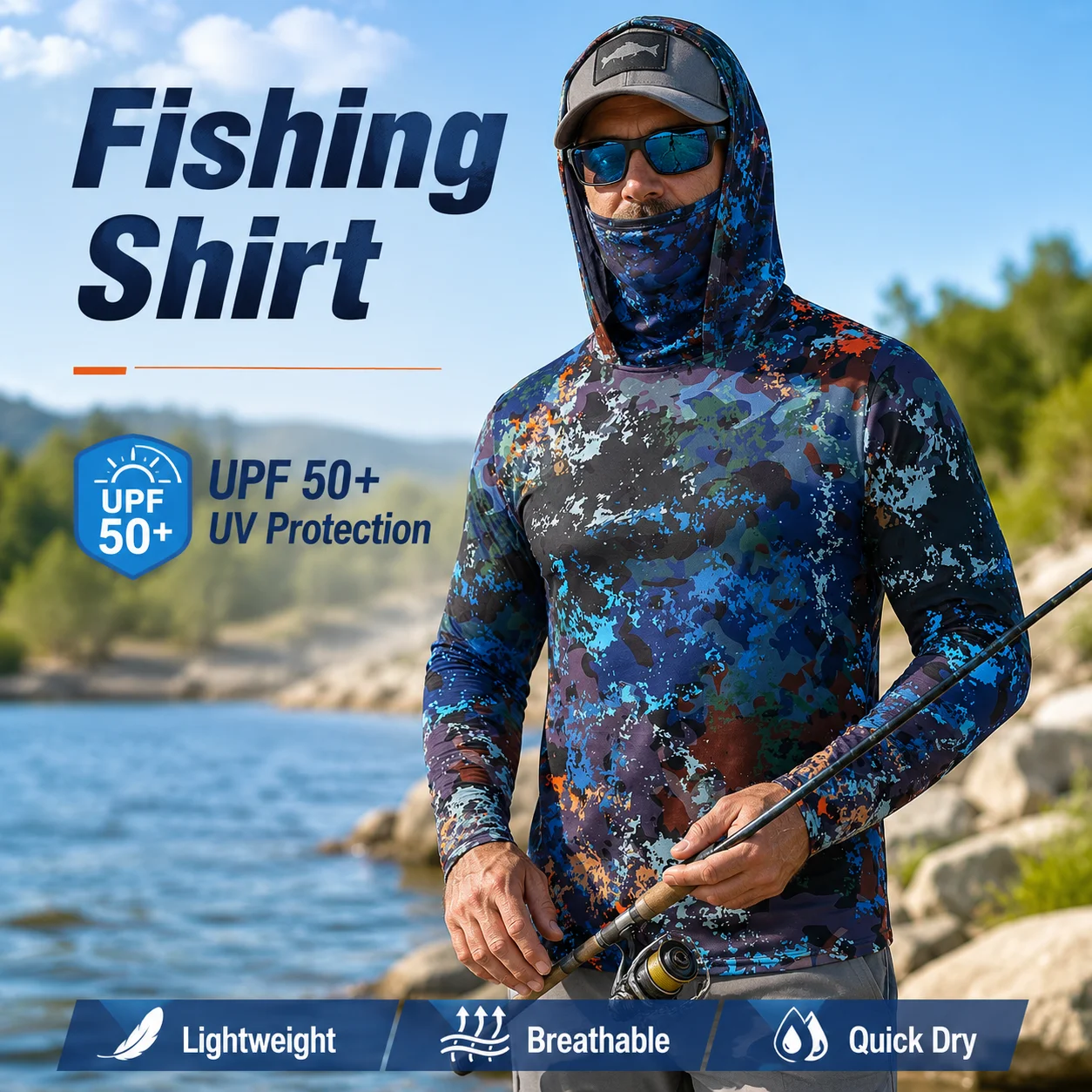 Fishing Shirt Uv Protection - MALFC 1PC Men Hood Fishing Shirt