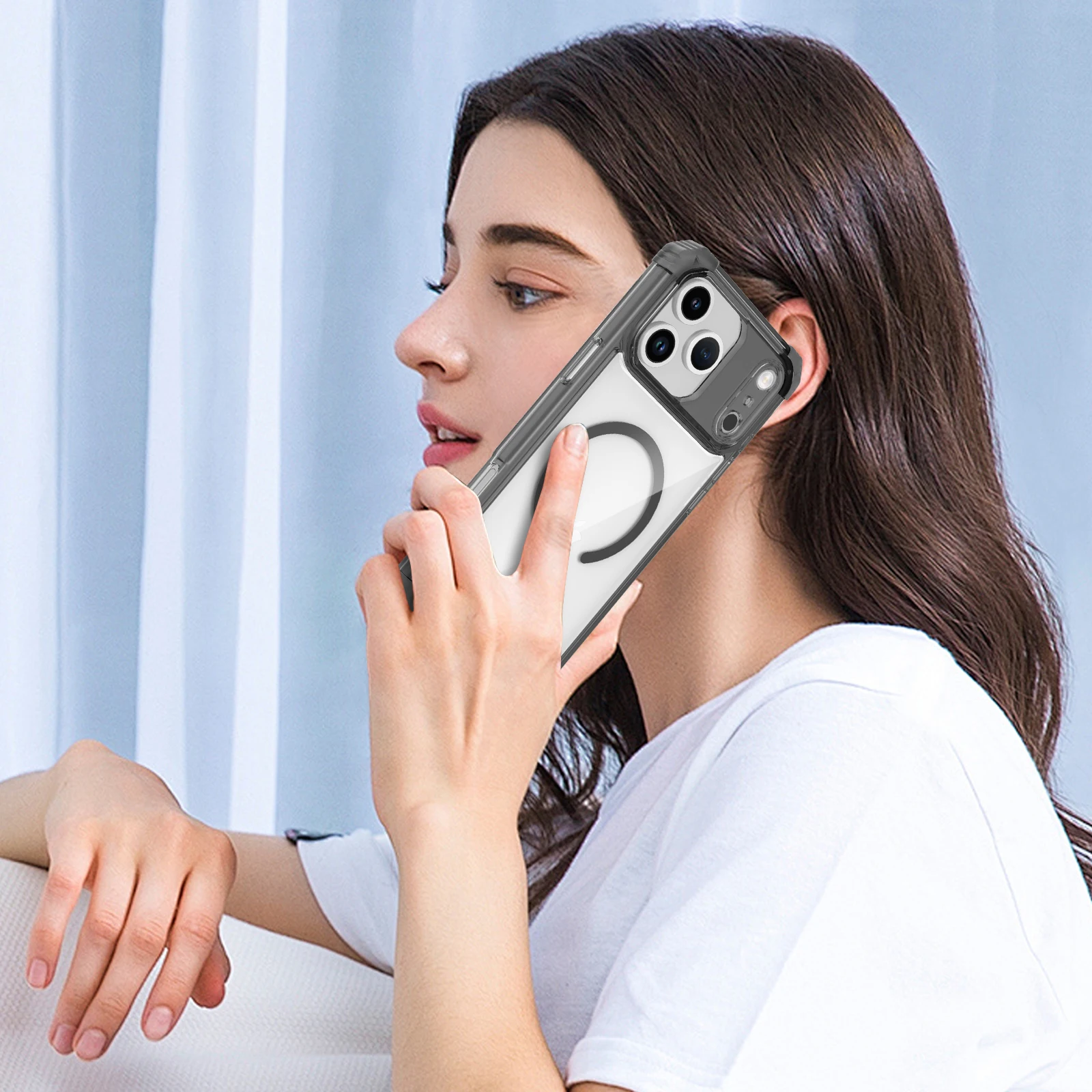 Casing Pelindung Magnetik Kuat Anti Jatuh untuk Iphone 17 Pro Max 13 14 Plus 17 Air 12 15 16 Pro Iphone17 Iphone16 Tas Transparan