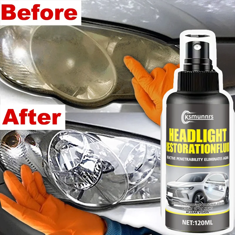 Semprotan Restorasi Lampu Depan Barang Baru: Lapisan Keramik, Teknologi Self-Leveling, Kering dalam 5 Menit, Anti-Menguning & Pelindung UV (120ml)