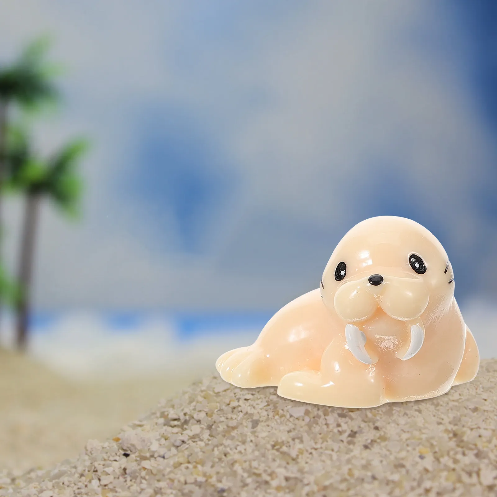 6Pcs Marine Life Ornament Set Resin Elephant Seal Decoration for Home Desktop Outdoor Kids Early Education Animal Learning