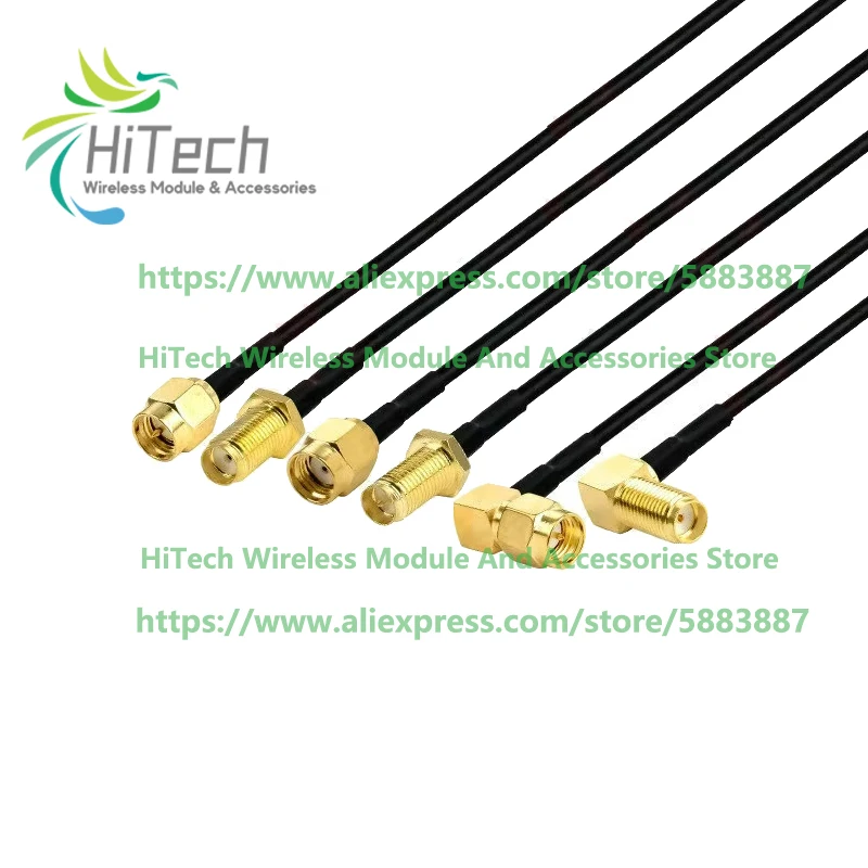 3 piece RF Cable SMA Male To SMA Male RP SMA Female SMA-J SMA-K Connector Extension Coax Coaxial RG174 0.15-5M Cable Jumper Pigt