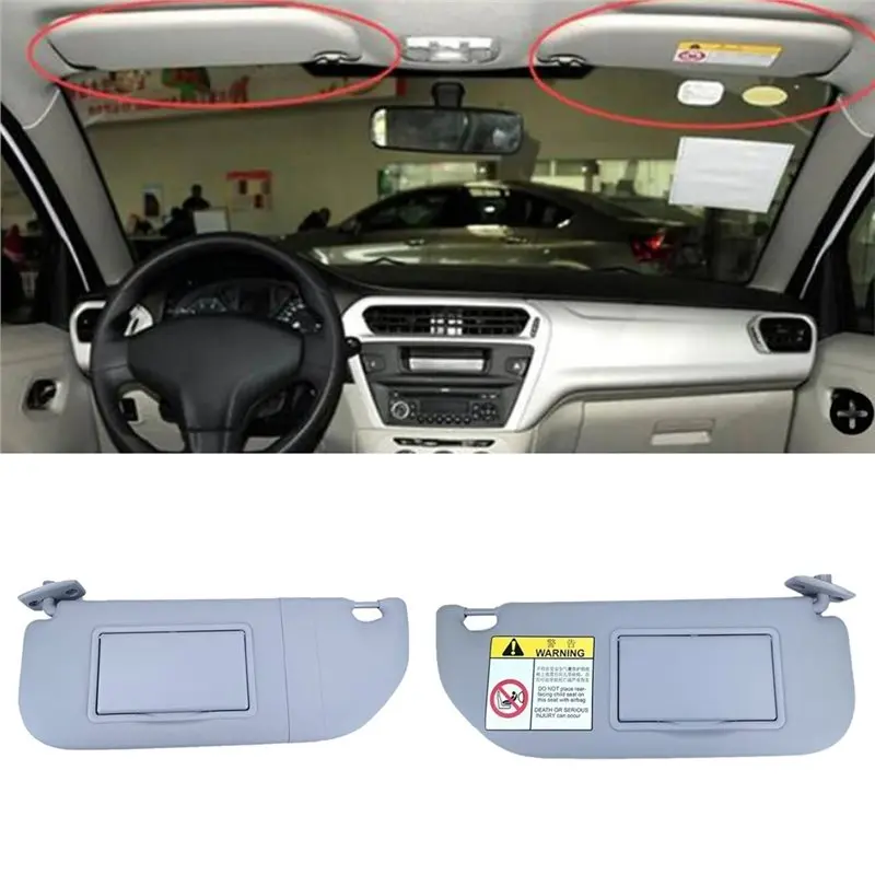 A02Q-Car Sunshade Sun Visor Sunvisor With Makeup Mirror 98038433DS 98038432DS For 301 208 Citroen C-Elysee C3
