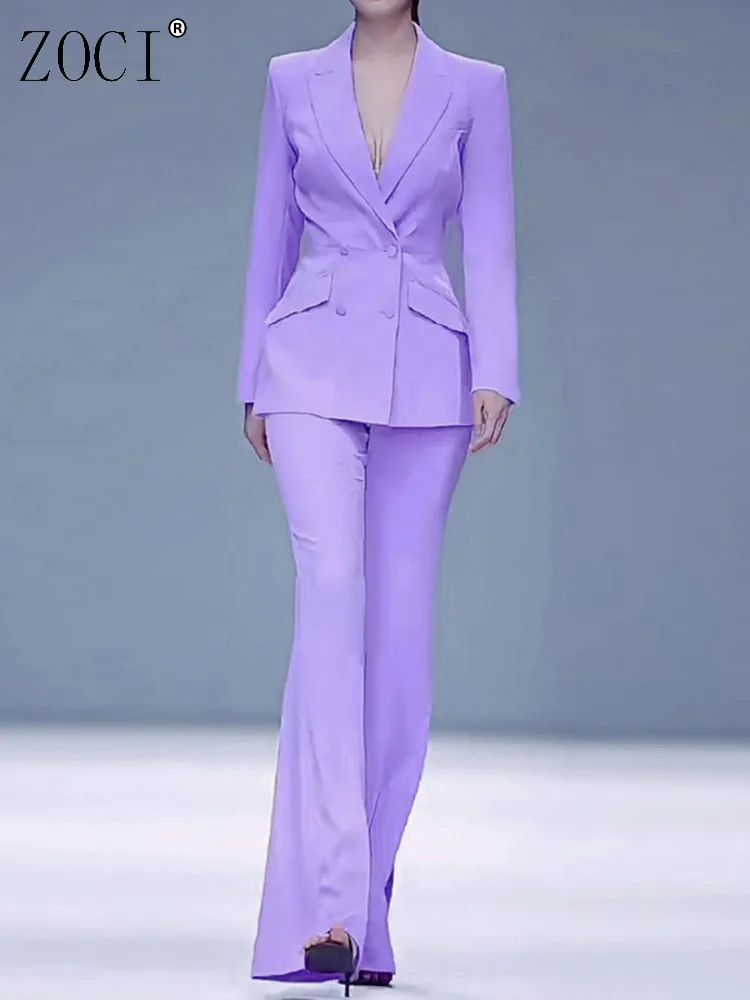 

ZOCI Women's Blazer Pants Suits Senior Sense Runway Show Host Interview Flared Pants Slim Office Lady 2025 Spring New