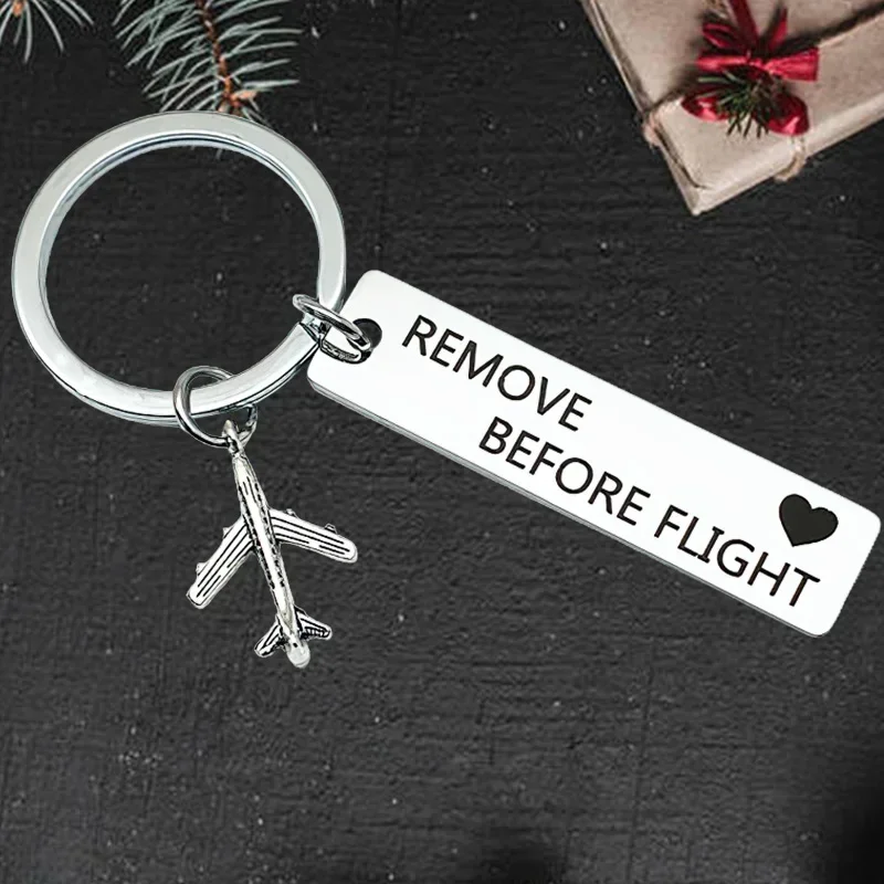 Cute Aviation Pilot Gifts Keychain Pendant Traveling Flight Attendant Gift Fly Safe Key Chain Keyrings Remove Before Flight