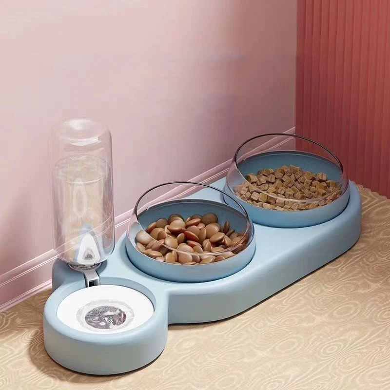 Cat Food Bowl Pet Dog Automatic Feeder With Water Dispenser Drinking For Cat Dog Double Bowl Raised Stand Dish 3 in 1