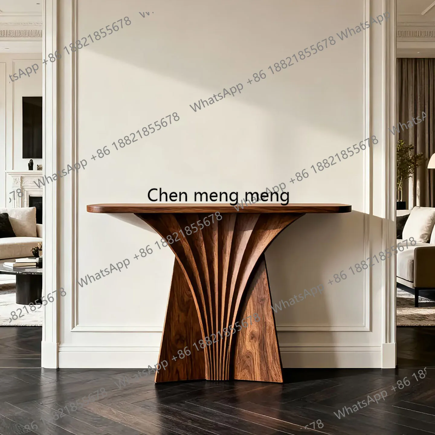 

minimalist black walnut entrance table Entrance hall against the wall End view table All solid wood light luxury entrance table