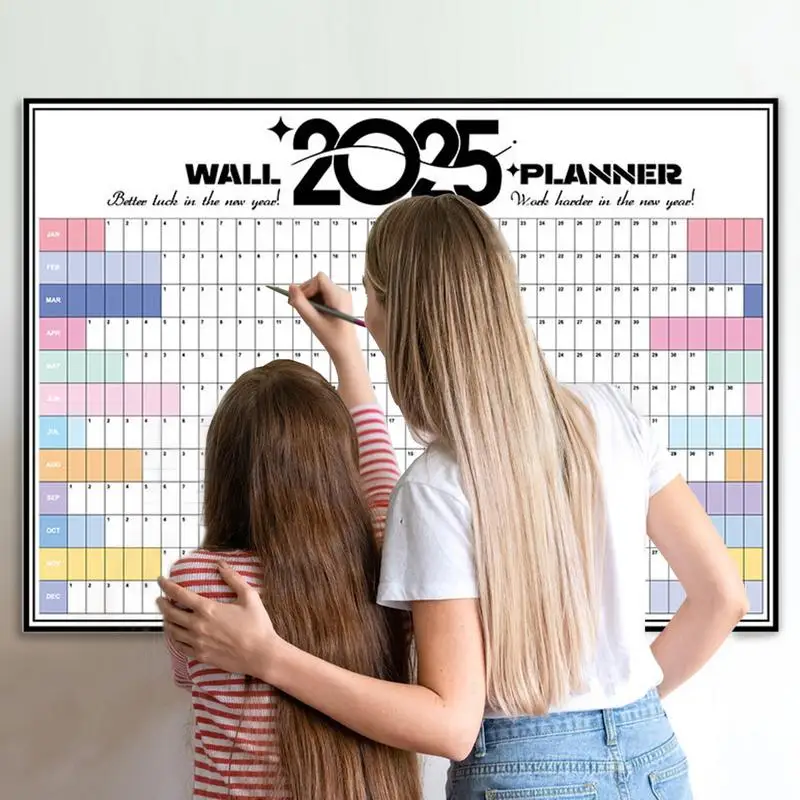 2025 Yearly Wall Calendar Annual School Planner Home Decoration Desk Accessories Home Schedule Organizer 12 Months For Home Work