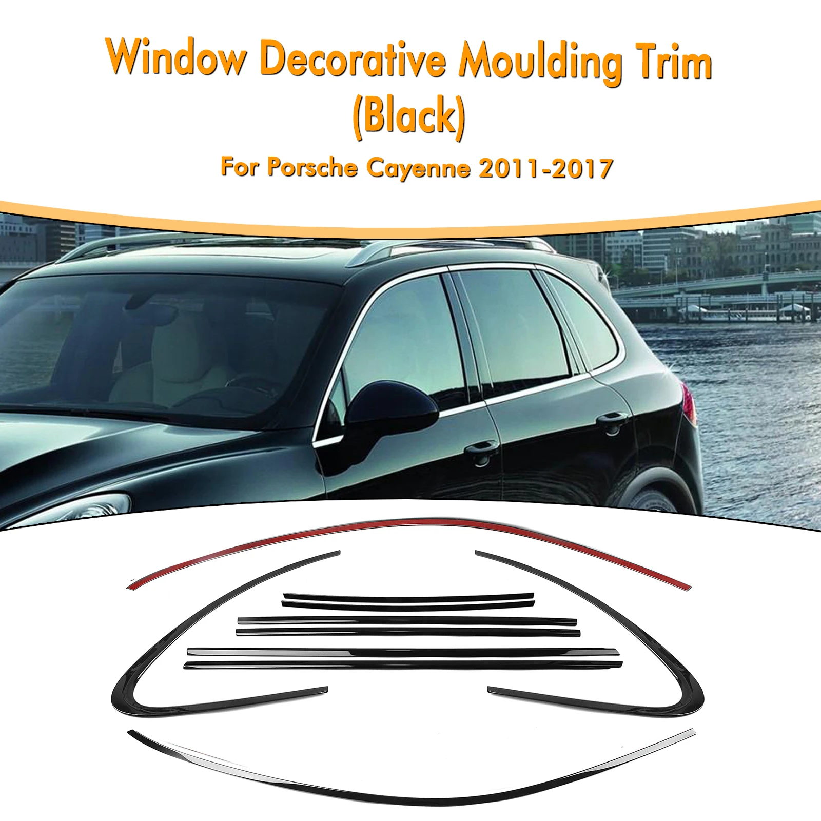 For Porsche Cayenne 2011-2017 Exterior Window Trim Strip Titanium Black Door Waterproof Seal Shade Moulding Decorative