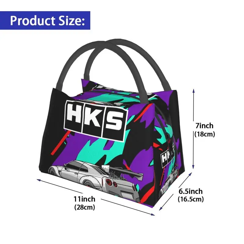 Custom Japanese Retro Auto Hks Jdm Drifting Lunch Bags Men Women Cooler Thermal Insulated Lunch Boxes for Work Pinic or Travel