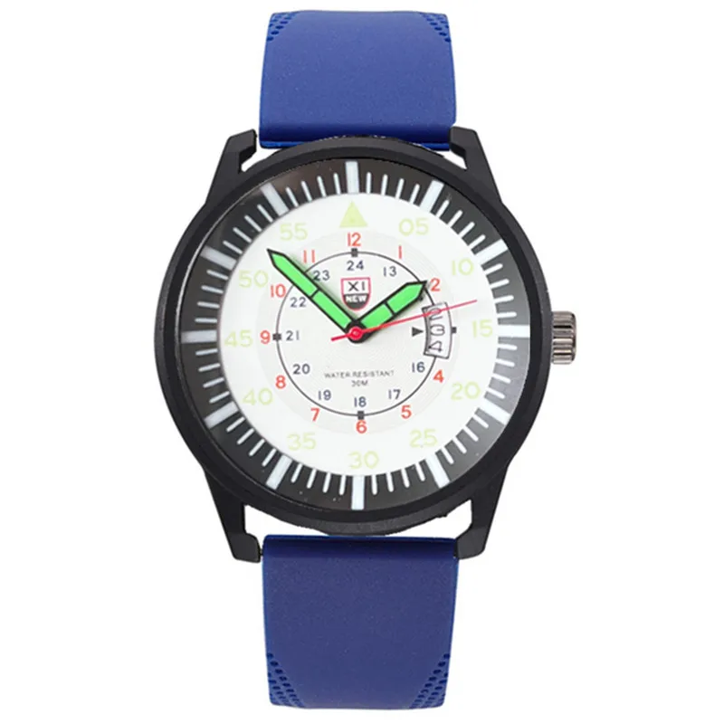 5pcs / lot Wholesale XINEW Brand Men Watches Black Students Boys Fashion Casual Silicone Band Date Quartz Watch Reloj Hombre