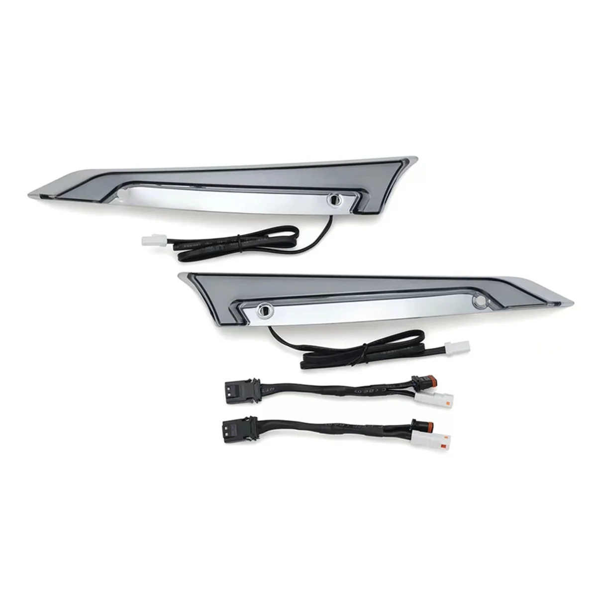 Windshield Trim Lights Windscreen Fairing LED Turn Signals Running Light for Harley Road Glide Models - Silver & Black