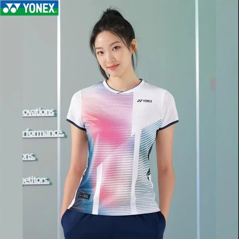 YONEX Men's and Women's Badminton Wear Tennis Tops Short-sleeved Quick-drying Sweat-absorbent Breathable Training Wear T-shirt