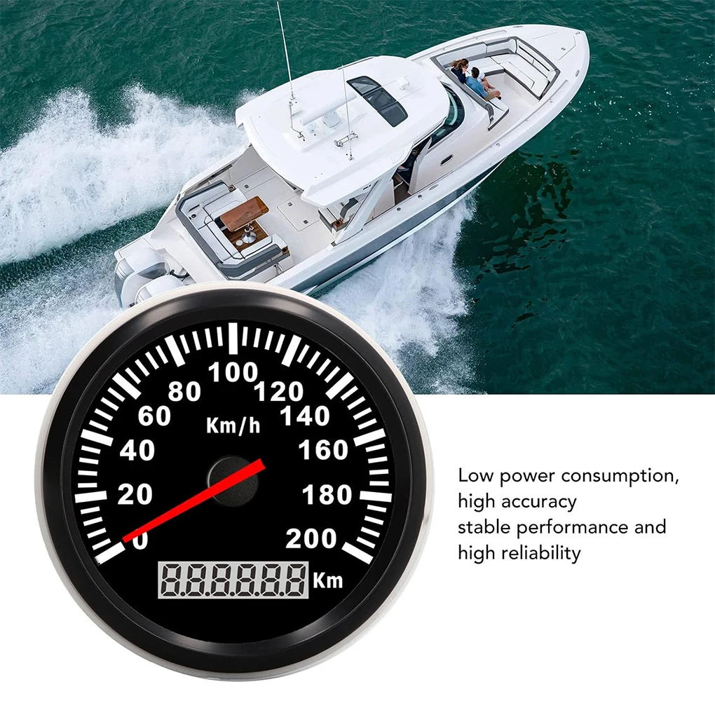 LCD Display 85mm GPS Speedometer 120km/h 200km/h Speed Gauge Odometer ATV UTV Motorcycle Truck Boat Yacht 9-32V Red Backlight