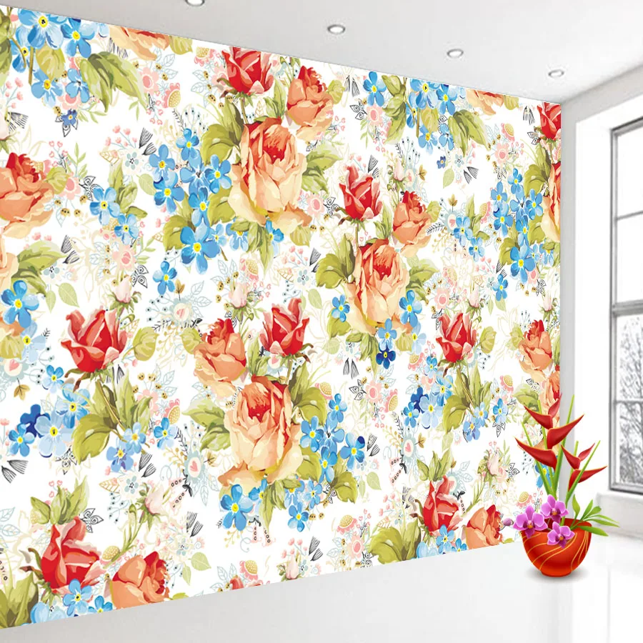 Custom Removable Peel and Stick Vinyl Accept Wallpaper for Living Room Flower Blossom Floral Wall Panel Papers Home Decor Murals