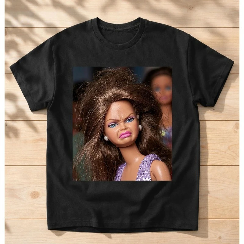 Funny Retro Doll Graphic Tee, Sassy Doll Meme Print, Quirky Fun Shirt, Hilarious Graphic Top