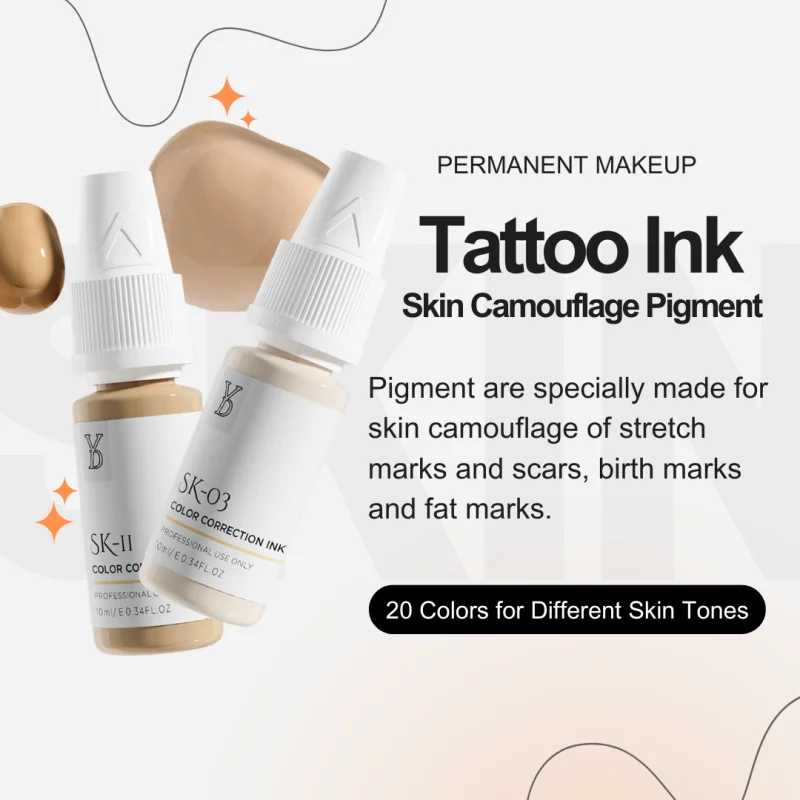 YD Professionelle 10ML Camouflage Pigment Semi Permanent Make-Up Tattoo Tinte für Narbe Abdeckung Dehnungsstreifen Vitiligo Wiederherstellung Haut Ton