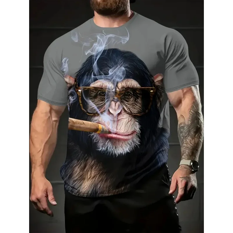 ثلاثية الأبعاد مطبوعة القرد حمار تي شيرت للرجال مضحك الحيوان الجرافيك تي شيرت الصيف عادية الرياضة قصيرة الأكمام الجولة الرقبة تيز القمم