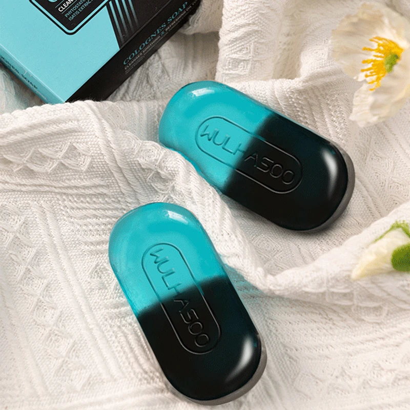 Jabón hecho a mano de Colonia de dos colores Lathering ligeramente fragante elimina el exceso de aceite que deja la piel naturalmente limpia y refrescada