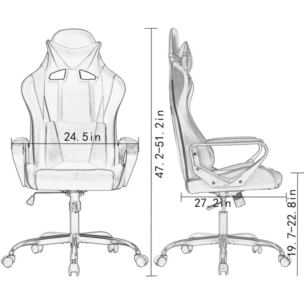 Krzesło do gier z wysokim oparciem Krzesło biurowe Krzesło do wyścigów komputerowych Biurko PU Ergonomiczne, obrotowe, obrotowe, z lędźwiem