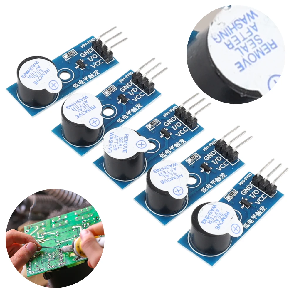 5PCS Active Buzzer Low Level Modules 3.3V-5V Buzzer Alarm Beeper Module 3 Pin Buzzer Alarm Module Electronic Component