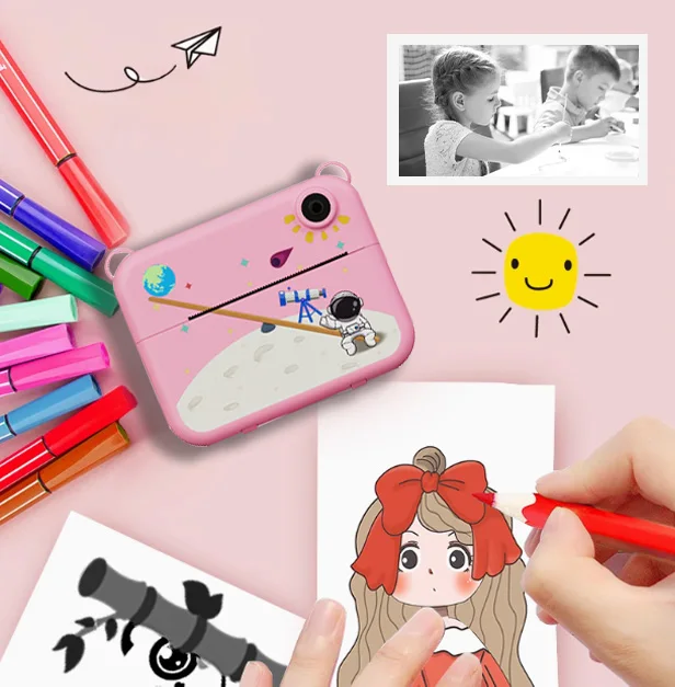 Aparat fotograficzny dla dzieci z kamerą 32 GB i kolorowymi długopisami i smyczą do zdjęć i filmów i gier z ekranem HD 1080P | Idealny prezent dla chłopców i dziewcząt