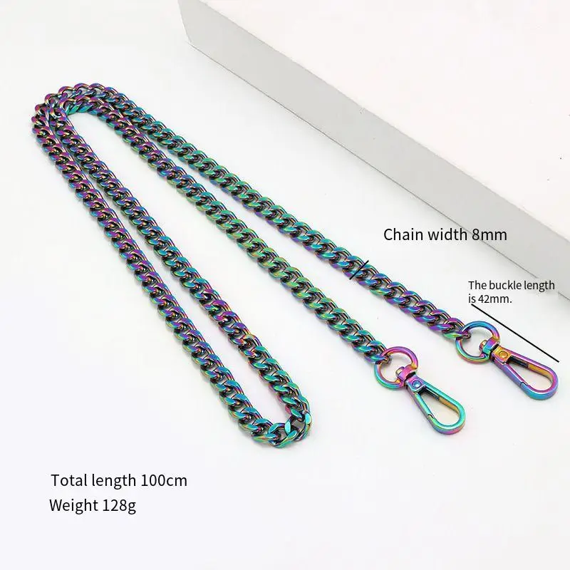 Rainbow Wallet Chain Strap, Adequado para sacos Crossbody, Apenas acessórios de corrente colorida