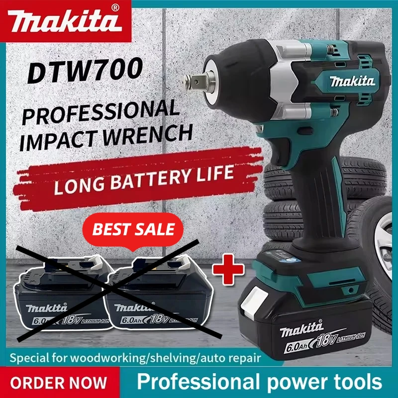

Makita Brushless Electric Wrench DTW700 Cordless Drill Screwdriver Free Delivery Large Torque Power Tools 18V Torque Wrench Tool