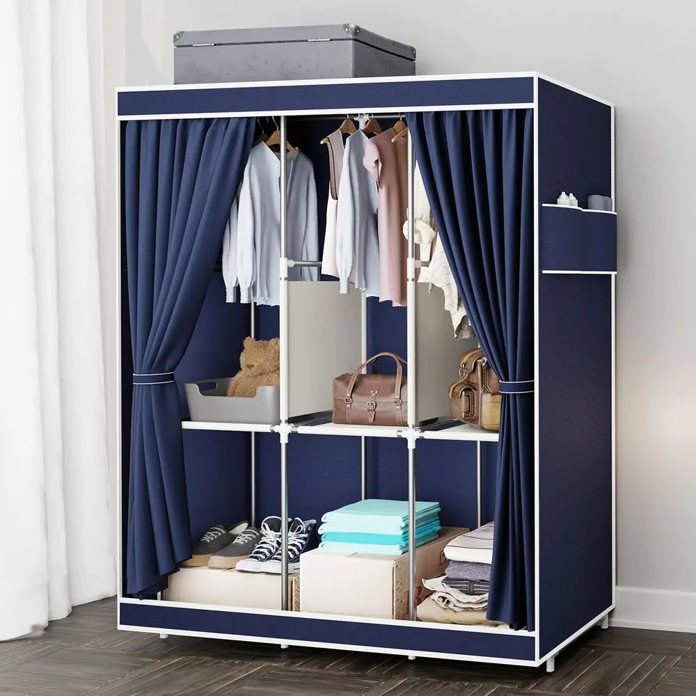 1pc Large Capacity Portable Wardrobe Closet, Easy Assembly Cloth Storage Cabinet For, Rental House, Dorm Bedroom, 65" Porta