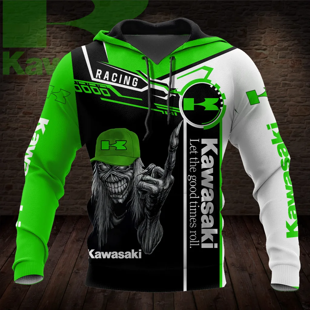 Kawasaki Mens Clothing Unisex Sweatshirt Street Oversized Hoodie High-quality Extreme Sports Racing Suit Child Motorcycle Men's