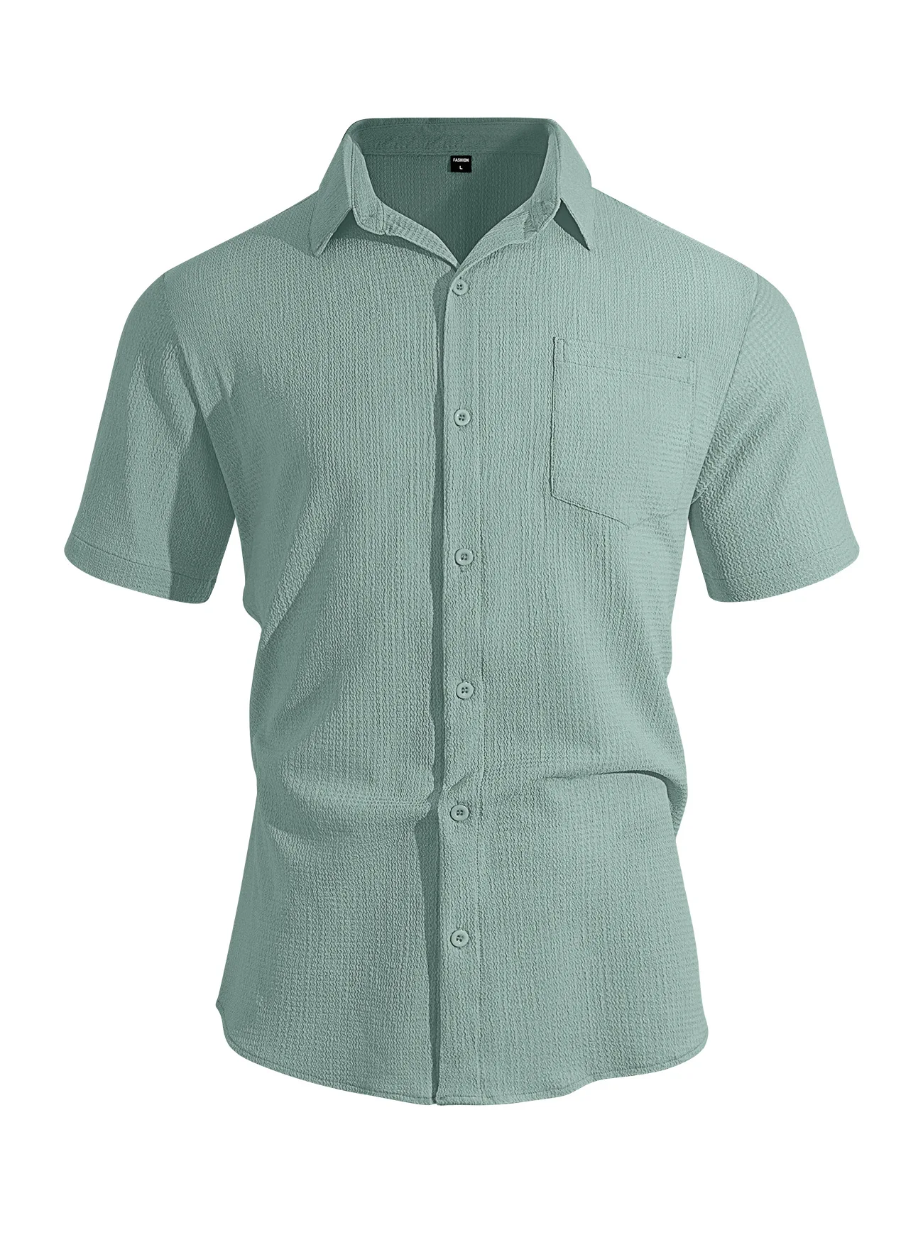 New Summer Men Solid Lapel Short Sleeve Shirt With Pocket, Versatile Light Mature Casual Daily Tops