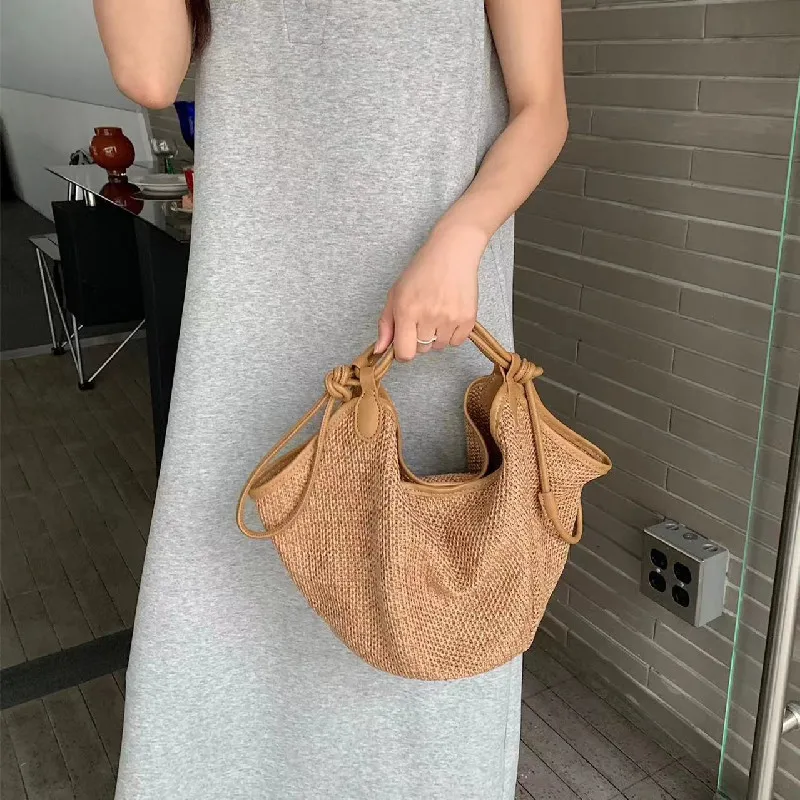 Ladies Fashion Summer Straw Crossbody Bag Women Beach Holiday Shopping Woven Shoulder Handbag Messenger Purses For Women Bags