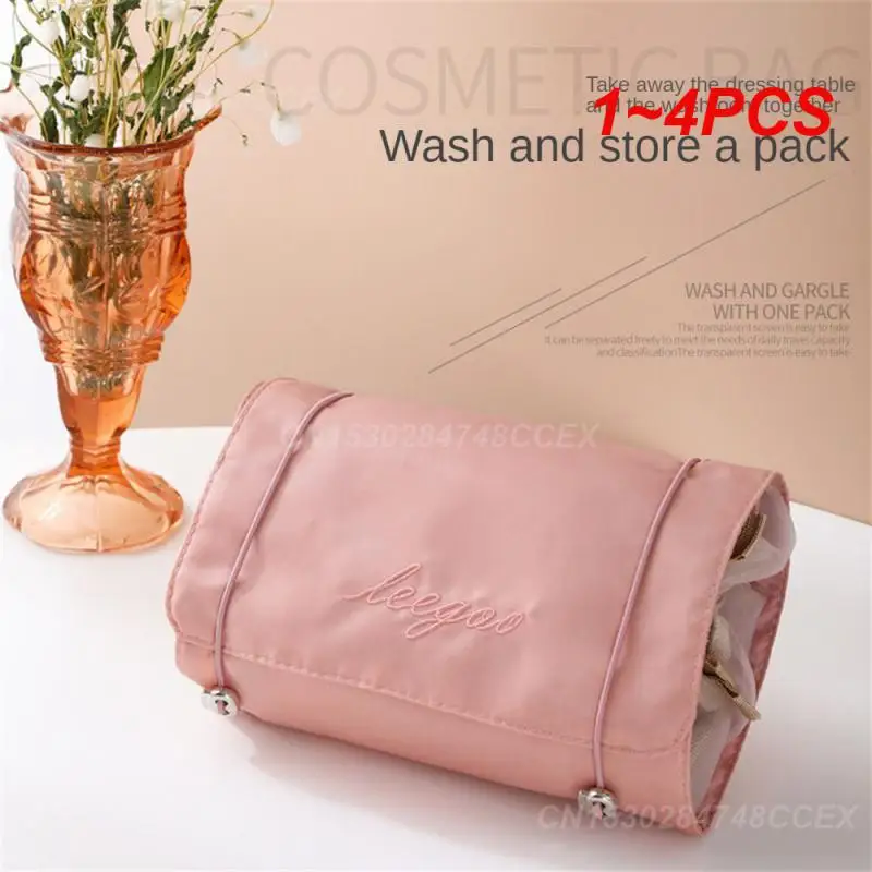 1~4PCS Makeup Organizer Removable Mesh And Twill Fabric Makeup Bag Home Accessories Storage Pouch Outgoing 54.5x23cm Mesh Bag