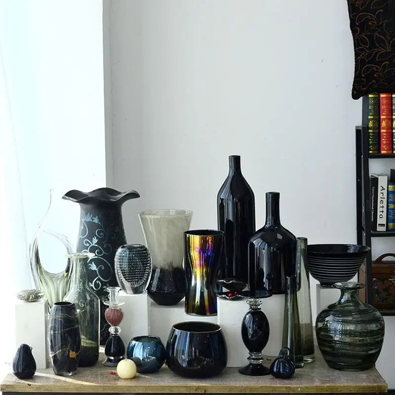 modern-minimalist-black-series-handmade-glass-flower-vase-home-living-room-decorative-artwork-transparent-glass-flower-pot