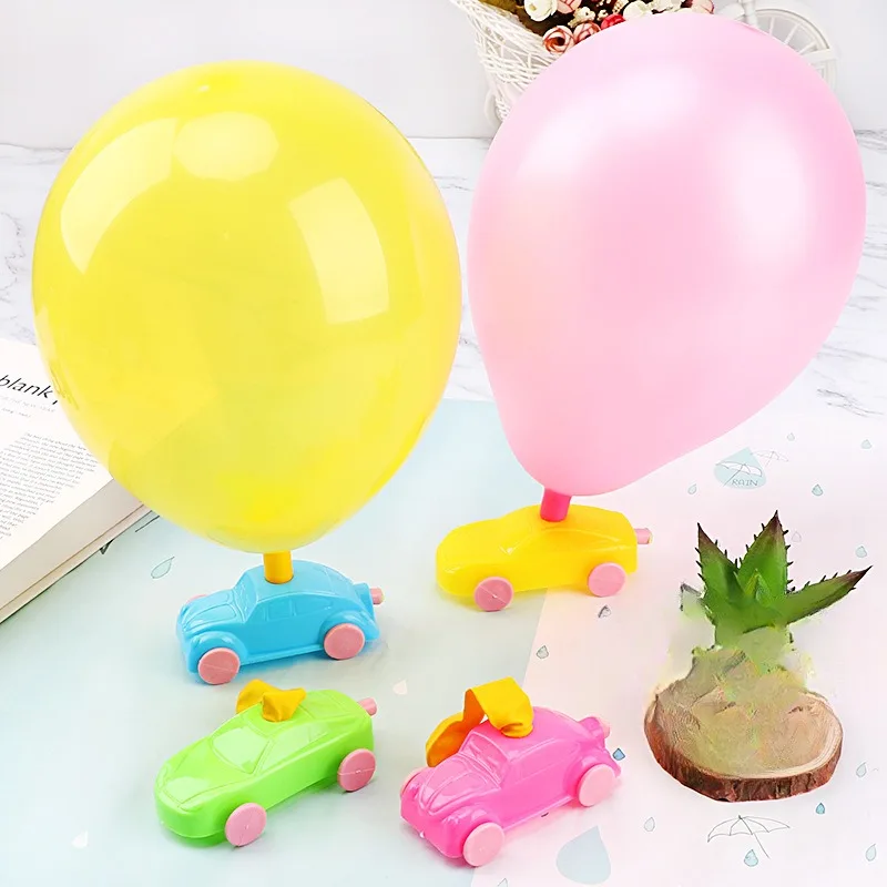 

4pc Kid's Balloon Power Starter Car Balloon Air Inflator Hand Push Mini Plastic Air Power Balloon Toys Gift for Children