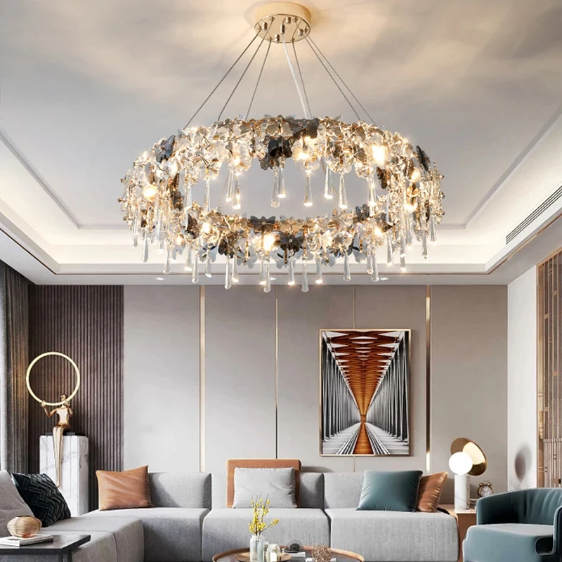 

Modern Luxury Butterfly Crystal Led Pendant Lights Lustre Bedroom Living Room Decor Hanging Light Fixture Indoor Lighting Lamp