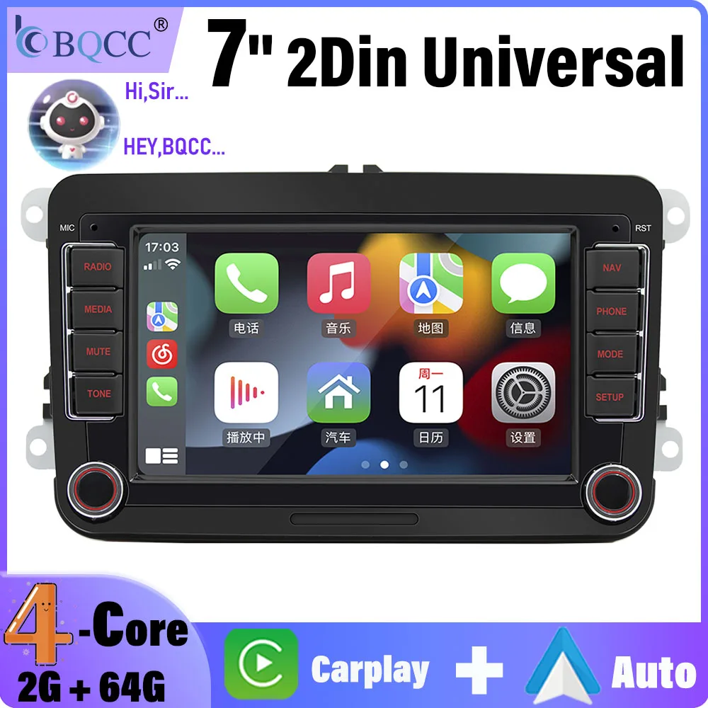 

BQCC 7'' Car Radio Navigation Video Car Player Wireless Carplay Android Auto Mirrorlink For Volkswagen BT GPS WIFI Car Stereo