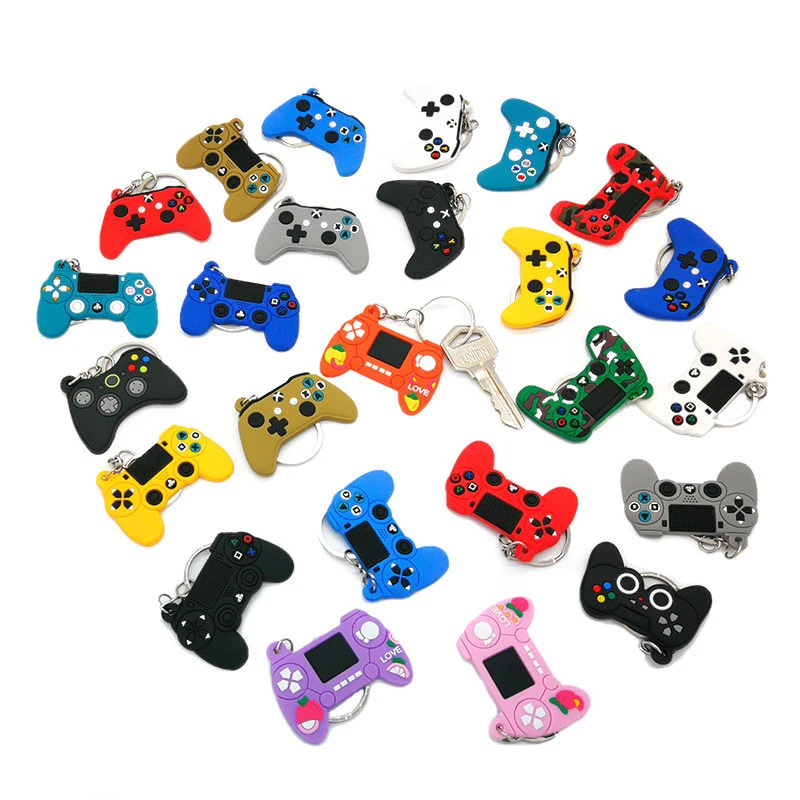 10pcs Video Game Controller Keychains PVC Handle Key Ring Game Keychain Pendant for Wholesale Party Favors Shower Child Present